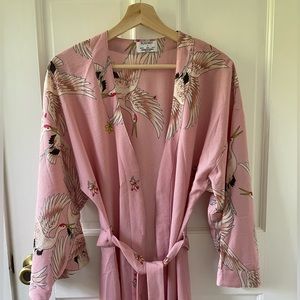 Crane Print Kimono Robe